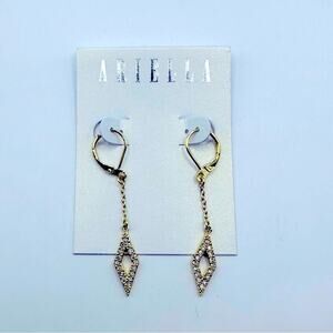 Ariella  golden open pave drop earrings NWT Dangle Pierced New Gorgeous Modern